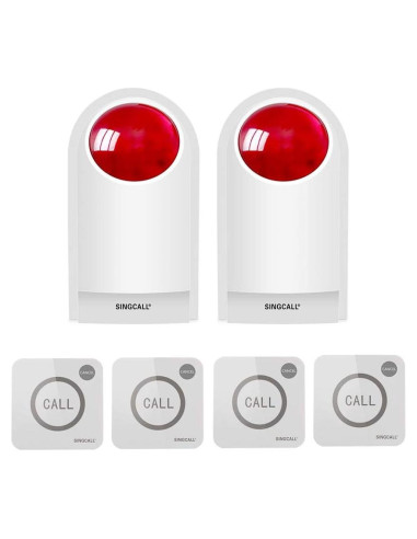Sistema de Alarma de Pánico SINGCALL con 2 Sirenas y 4 Botones