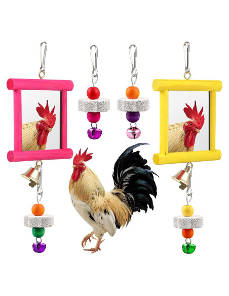 Juguete Espejo Colgante para Gallinas Sumind - 2 Piezas + 4 Piedras Molares Juguete Espejo Colgante para Gallinas Sumind - 2 Piezas + 4 Piedras Molares