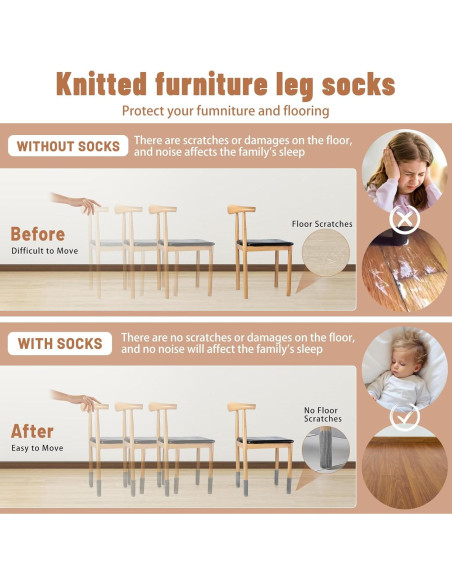 16 Calcetines Protectores para Piernas de Muebles VOLLYOO 16 Calcetines Protectores para Piernas de Muebles VOLLYOO