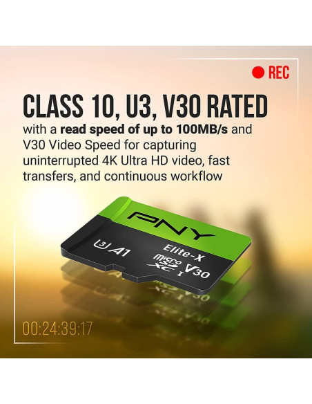 Tarjeta de Memoria PNY 64GB Elite-X SDXC Clase 10 U3 V30 100MB/s Tarjeta de Memoria PNY 64GB Elite-X SDXC Clase 10 U3 V30 100MB/s