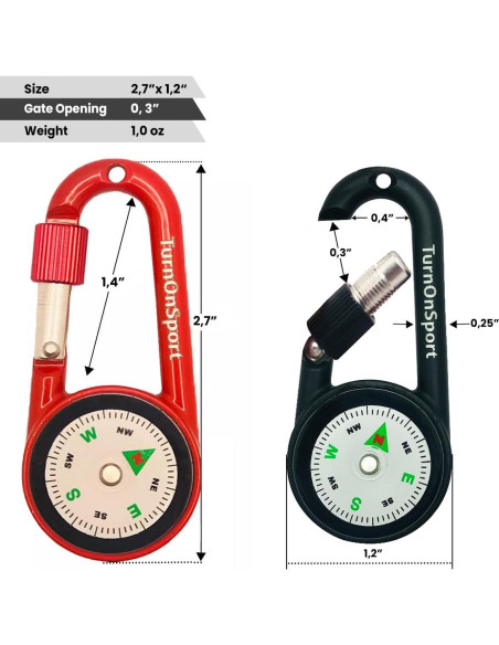 Brújula Compacta con Clip Carabiner TurnOnSport - 2 Piezas Brújula Compacta con Clip Carabiner TurnOnSport - 2 Piezas