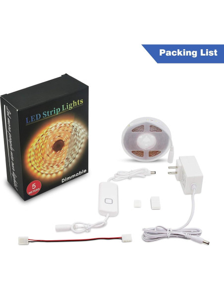Tira de Luces LED MYPLUS 5M Regulable 1050LM Blanco Cálido 3000K Tira de Luces LED MYPLUS 5M Regulable 1050LM Blanco Cálido 3000K