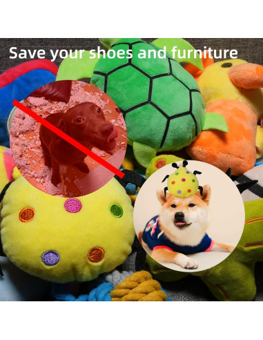 Juguetes para Perros QM - Paquete de 15, Peluche y Cuerda