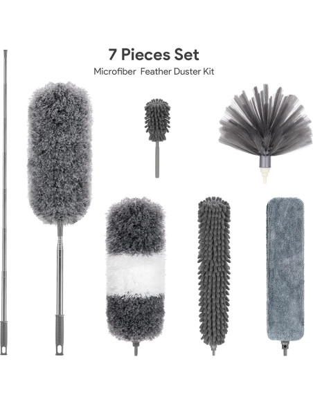 Plumero de Microfibra DELUX 7 PCS Extensible 254 cm Lavable Plumero de Microfibra DELUX 7 PCS Extensible 254 cm Lavable