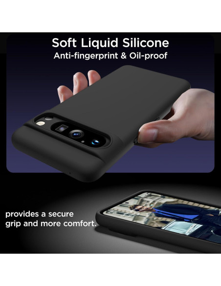 Funda de Silicona Líquida COFFKER para Google Pixel 8 Pro Negra Funda de Silicona Líquida COFFKER para Google Pixel 8 Pro Negra
