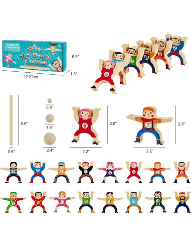 Juguete Apilable de Madera Circo HÉRCULES 16 Piezas