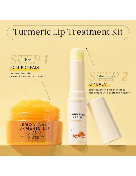 Kit de Tratamiento Labial FREEORR con Cúrcuma - Exfoliante y Bálsamo