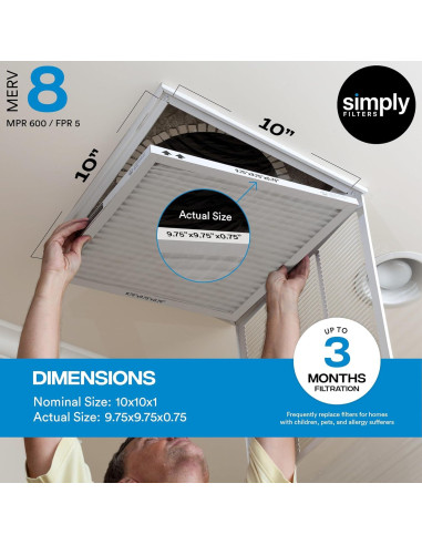 Filtro de Aire Simply MERV 8 24.77x24.77x1.91cm Paquete de 8
