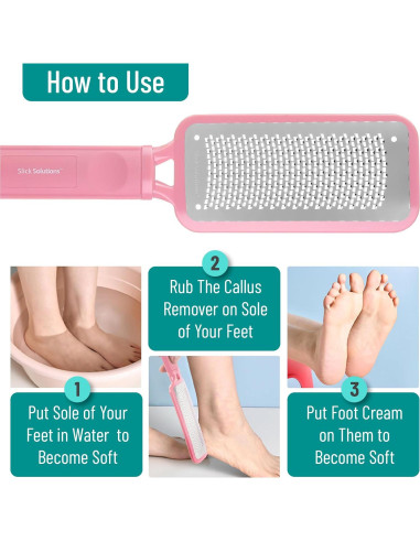 Removedor de Callos Slick Foot File Rosa - Lima de Acero Inoxidable