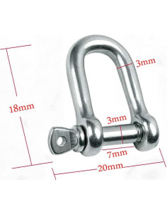 Grillete D de Acero Inoxidable 316 Mini 3mm - 10 Piezas 2
