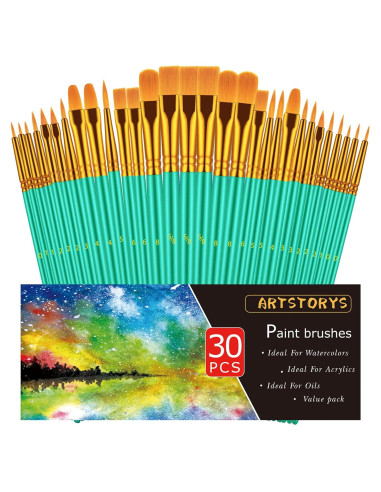 Juego de Pinceles de Pintura Artstorys 30 Piezas Nylon Verde