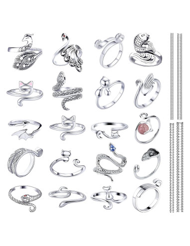 Anillos de Tensión de Crochet Ajustables 20 Estilos - Kit 10 Pzs
