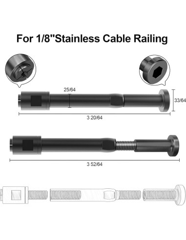 Kit de Barandilla de Cable BLIKA 10 Accesorios 1/8" Negro