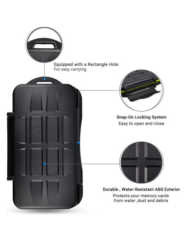 Funda de Almacenamiento JJC para 3 XQD y 4 SD - Resistente al Agua