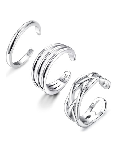 Anillos de Dedo del Pie de Plata Esterlina Milacolato 3 Pcs