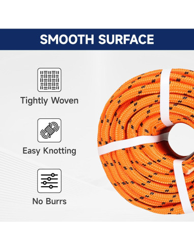 Cuerda de Rigging de Poliéster 1/2" 150 Pies Elfinrm Naranja