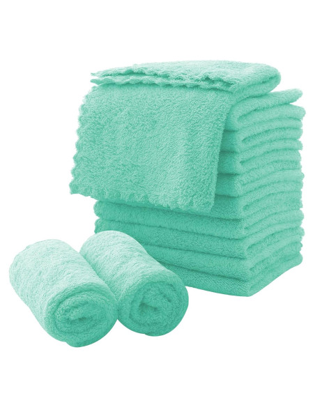Paquete de 12 Paños Faciales Microfibra MOONQUEEN Verde Aqua Paquete de 12 Paños Faciales Microfibra MOONQUEEN Verde Aqua