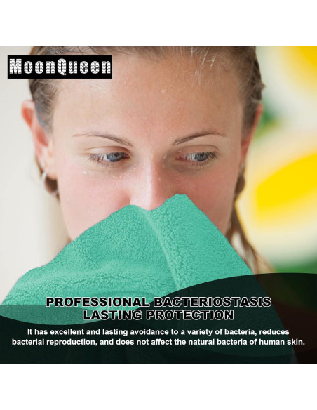 Paquete de 12 Paños Faciales Microfibra MOONQUEEN Verde Aqua Paquete de 12 Paños Faciales Microfibra MOONQUEEN Verde Aqua