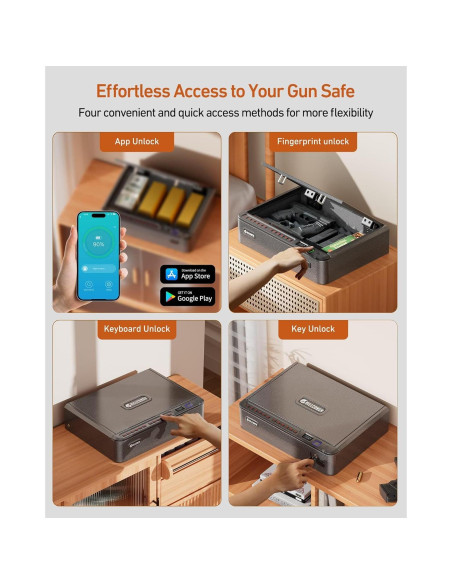 Caja Fuerte Biométrica BILLCONCH para Armas - 4 Métodos de Acceso Caja Fuerte Biométrica BILLCONCH para Armas - 4 Métodos de Acceso