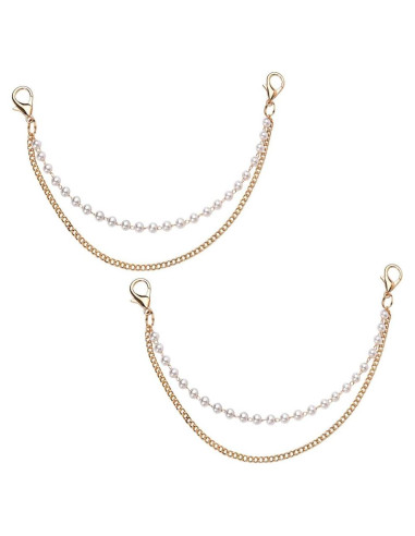 Cadenas de Encanto para Zapatos Sisadodo - 4 Piezas Perla Dorada