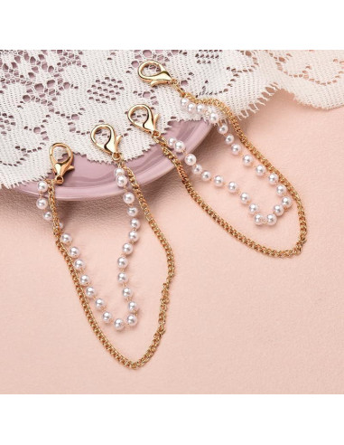 Cadenas de Encanto para Zapatos Sisadodo - 4 Piezas Perla Dorada