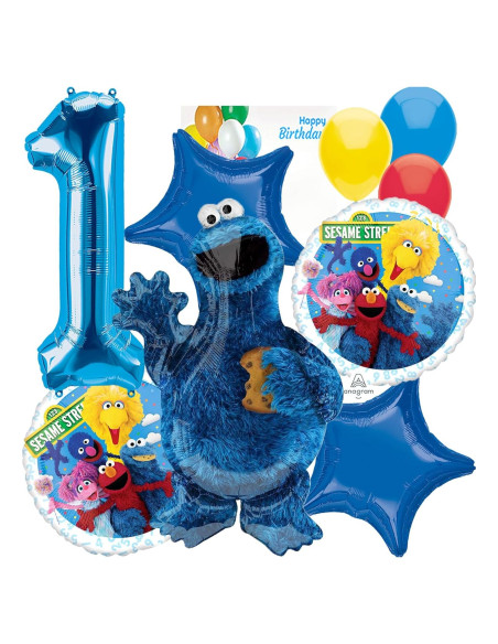 Ramo de Globos de Elmo y Amigos Anagram 1er Cumpleaños Ramo de Globos de Elmo y Amigos Anagram 1er Cumpleaños