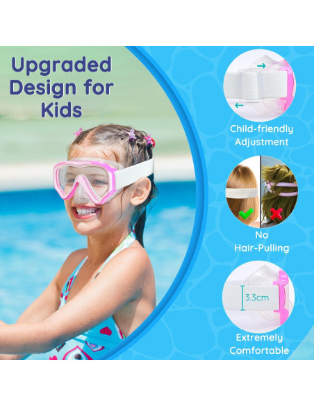 Gafas de natación MOMUSE para niños 3-14 años, rosa, a prueba de fugas Gafas de natación MOMUSE para niños 3-14 años, rosa, a prueba de fugas