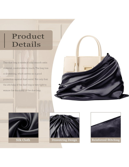 Vonty 3 Bolsas de Polvo de Satén para Zapatos y Bolsos 60x50cm Vonty 3 Bolsas de Polvo de Satén para Zapatos y Bolsos 60x50cm