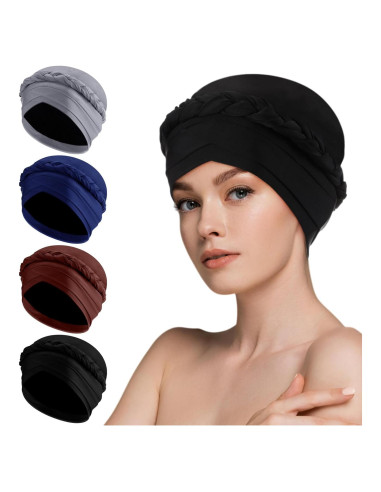 4 Gorras de Natación para Mujeres Yearntown Doble Capa Elástica