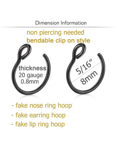 Piercing Falso de Labio y Nariz QWALIT - 4 Piezas Acero Inoxidable 2