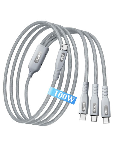 Cable USB C 100W SIQIWO 1.2M 3 en 1 Carga Rápida