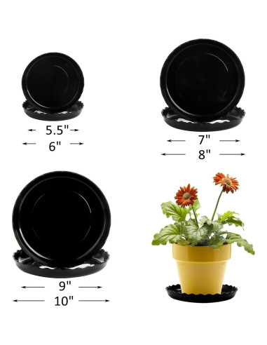 Juego de 15 Platos para Macetas OFiSEXPT 6-10 Pulgadas Negro