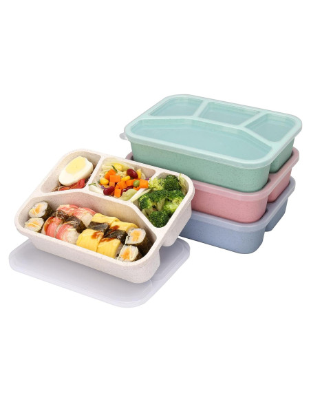 Cajas de Almuerzo Bento Reutilizables Ylebs - 4 Compartimentos 1150ml Cajas de Almuerzo Bento Reutilizables Ylebs - 4 Compartimentos 1150ml