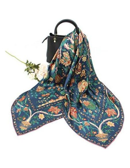 Bufanda de Seda ANDANTINO 100% 110x110cm Floral Marino Bufanda de Seda ANDANTINO 100% 110x110cm Floral Marino