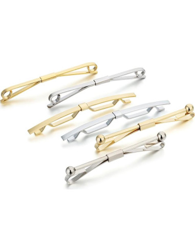 Conjunto de Alfileres de Corbata AnotherKiss - 6 Piezas Oro y Plata
