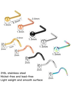 Set de 55 Aros de Nariz y Studs 20G ONESING - Acero Inoxidable 2