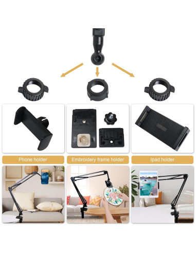 Soporte de Aro de Bordado Ajustable Guofa - Metal Negro 33.4cm
