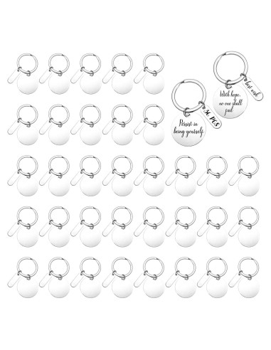 36 Llaveros de Acero Inoxidable OGANAZI 3 cm Redondos DIY
