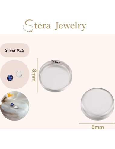 6 Piezas Tazas Bezel 925 Plata Esterlina 8 mm Stera Jewelry