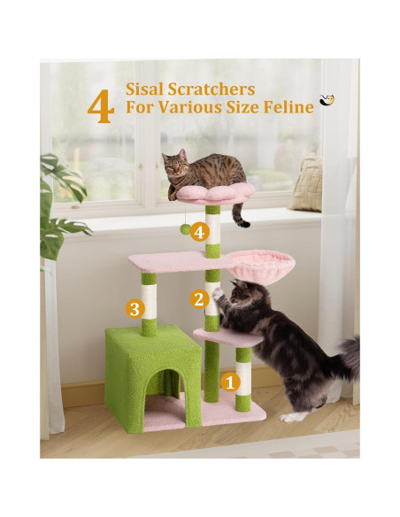 Árbol para Gatos Aechonow Floral 104.6 cm con Cueva Grande Árbol para Gatos Aechonow Floral 104.6 cm con Cueva Grande