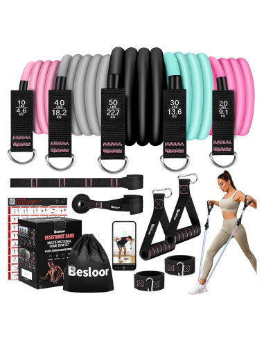 Juego de Bandas de Resistencia Besloor 5 Niveles 68 kg Rosa