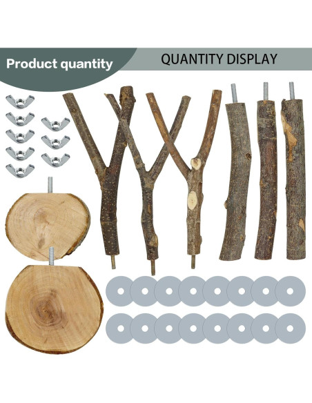 8 Perchas de Madera Natural para Aves CZWESTC - 15 cm 8 Perchas de Madera Natural para Aves CZWESTC - 15 cm