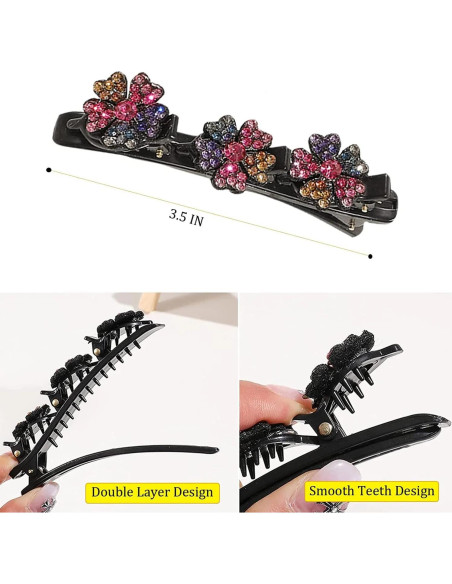 4 Clips de Pelo Trenzados Dulier con Rhinestone Brillante 4 Clips de Pelo Trenzados Dulier con Rhinestone Brillante