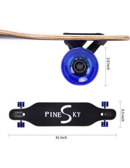 Longboard Completo PINESKY 41" Arce Natural 8 Capas Azul Longboard Completo PINESKY 41" Arce Natural 8 Capas Azul