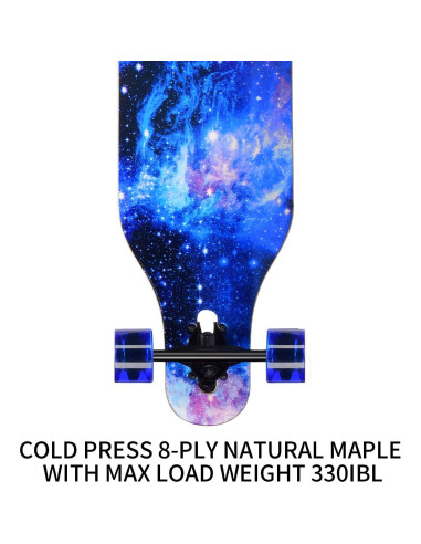 Longboard Completo PINESKY 41" Arce Natural 8 Capas Azul