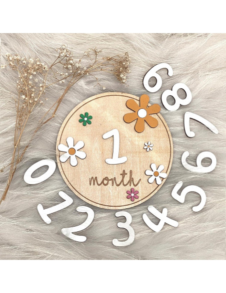 Tarjetas de Hitos Mensuales para Bebés de Madera - 15x15cm Tarjetas de Hitos Mensuales para Bebés de Madera - 15x15cm
