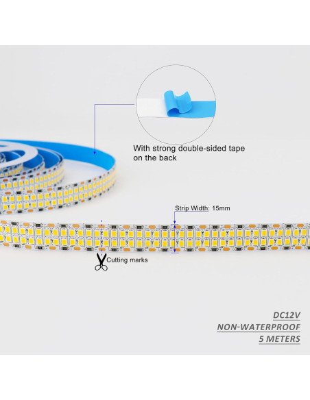 Tira LED blanca cálida 3000K 5M 2400 LEDs DC 12V LEDENET Tira LED blanca cálida 3000K 5M 2400 LEDs DC 12V LEDENET