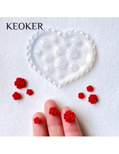 Moldes de Silicona para Joyería KEOKER - 4 Piezas Flores Mini