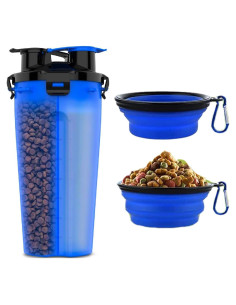 Botella de Agua para Perros Traveling Tots 2 en 1 Azul