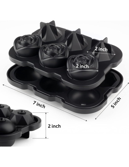 Bandeja de Hielo Mikiwon Rosa y Diamante 6 Cavidades Silicona Bandeja de Hielo Mikiwon Rosa y Diamante 6 Cavidades Silicona